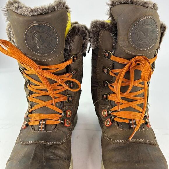 Santana Canada Maldine Winter Boots US 9 Womens Fur Trim Brown Lace-Up Boot - Picture 10 of 15